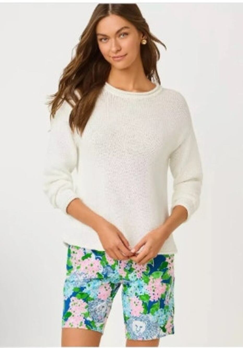 Lilly Pulitizer Lotan White Knit Sweater Top Size Large Classic Timeless